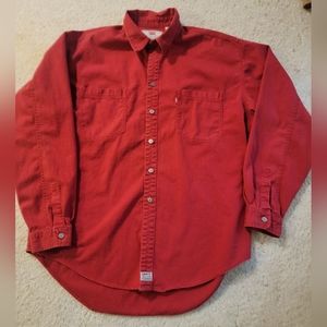 Vintage Levis Red Denim Shirt Mens XL Red Tab Long Sleeve Button Up 90s